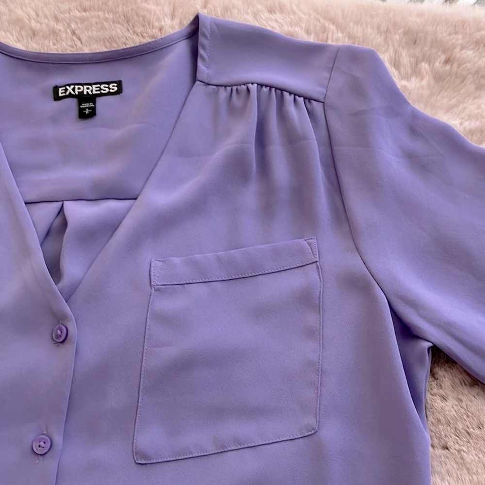 NWOT EXPRESS LILAC-LAVANDER SHIRT SIZE SP SMALL PETITE) - Picture 4 of 10